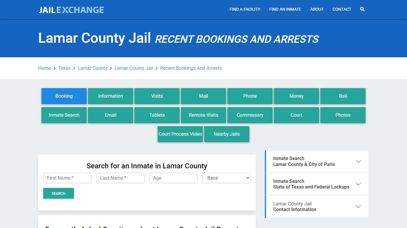 Lamar County Jail TX Recent Arrests and Bookings - Jail Exchange